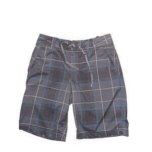 Mens Size 30 Quicksilver Grey Plaid Board Shorts Summer